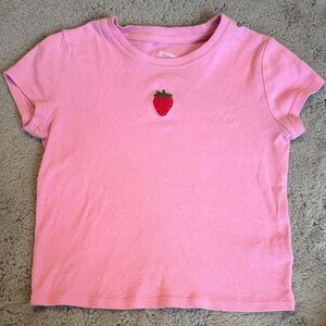 Pink Kids T-Shirt with Strawberry Patch